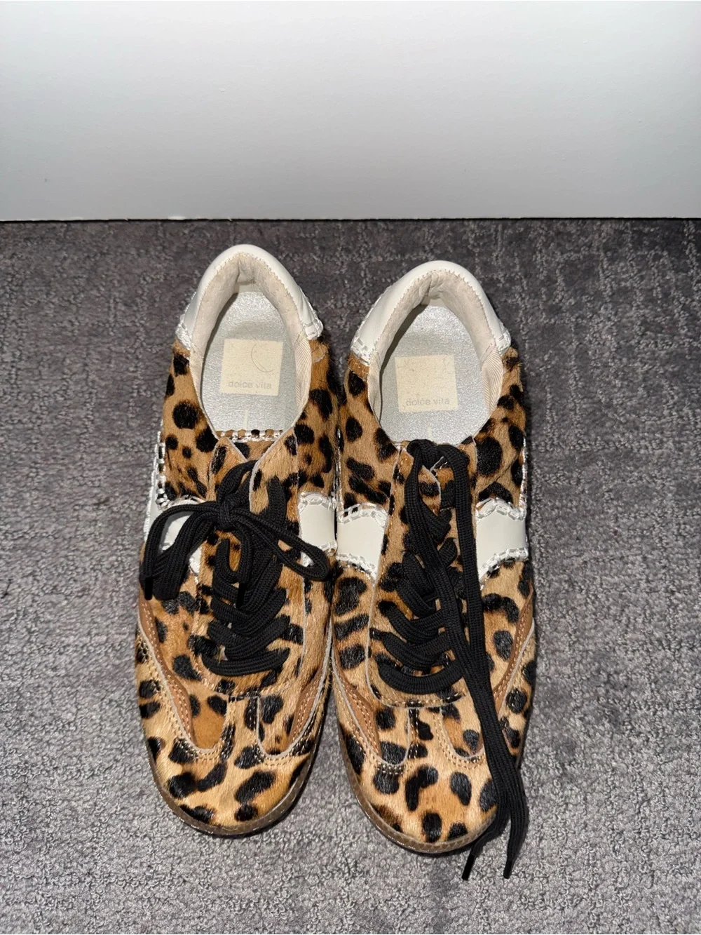 Dolce Vita Leopard-Print Lace-Up Sneakers in Brown and Black